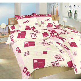 Obliečky Svet kociek ružový 