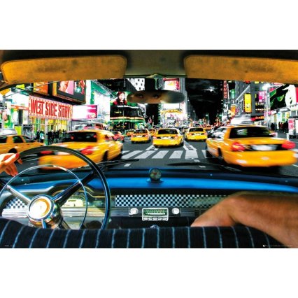 Plagát NY Times Square - Taxi Ride